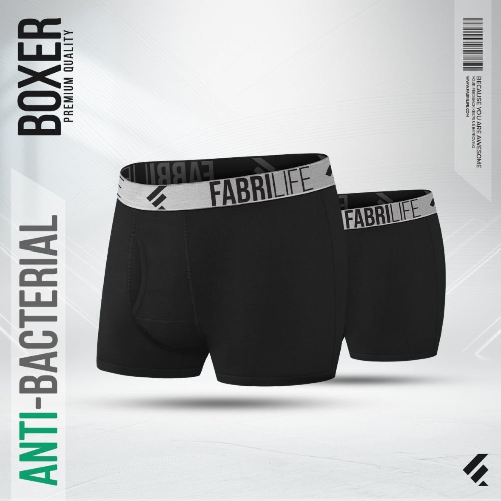 Mens Premium Antibacterial Boxer Brief Combo (Black 2pc) - Image 2